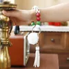 Keychains Christmas Santa Claus Patroon Siliconen kralen Bracelet Keychain voor vrouwen Haarballen Tassel Schedel Kralen Keyring N4G6KeyChains Fier