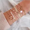 Łańcuch link Bohemian Gold Tassel Link Bracelet dla kobiet Boho Biżuteria Geometryczna liście koraliki warstwowe ręce Bransoletka Bk Who dhuqa