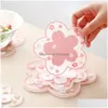 Mats Pads 3 Pcs/Set Japanese Sakura Pvc Drinks Coaster Nonslip Pot Pad Heat Insation Coffee Cup Mat Home Placemat 1Xbjk2106 Drop D Dh8Id