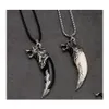 Anhänger Halsketten Halloween Geschenk Wolf Zahn Herren Glück Schmuck Klassische Wolfs Kopf Amet Punk Leder Seil Mode Halskette Drop Deliv Dhgna