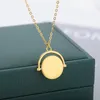 Pendant Necklaces Metal Round Rotatable For Women Stainless Steel Gold Chain Geometric Charms Choker Necklace Gothic JewelryPendant Morr22