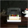 Gift Wrap Clear Pet Cake Box med handtag ost Swiss Roll Package Portable Baking Party Dessert Boxes Drop Delivery Home Garden Fes DHBHZ