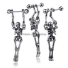 Party Favor Retro Skeleton örhängen Fashion Titanium Steel Designer Stud rostfritt SKL Head Trendy Unisex Drop Delivery Home Garden DHKZ8