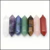 Konst och hantverk Reiki Natural Stone Hexagon Prism Amethyst Rock Quartz Yoga Meditation Energy P￤rla f￶r Chakra Healing Decoration Dro Dheut