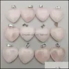 Konst och hantverk Natural Stone 20mm Heart Rose Quartz L Pendant Charms DIY för halsbandörhängen smycken Making Drop Delivery Home Gar Dhtfk