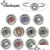 Chains 20Mm 4Pcs/Lot Zinc Alloy Metal Concho Small Daisy Flowers Charms For Diy Bracelet Earrings Jewelry Accessories Findings Drop Dh6Of