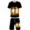Kyokushinkai Kan Kyokushin 가라데 3D 프린트 반소매 T 셔츠와 비치 반바지 Two Piece Set Tracksuit Mens ClothingMen's