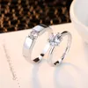 Anéis de casamento homens e mulheres casal amam votos de noiva encantos de zircom cúbico bijoux femme feliz para sempre