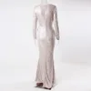 Robes décontractées Sparkly Silver Sequin manches longues femmes robe élégante 2023 mode Sexy col en V froncé Wrap moulante fête de mariage Designer