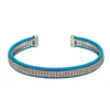 Bangle Anil Arjandas Men Bracelet Micro Pave White CZ For Women Opening Blue LeatherBangle Jewelry Gift ZZB-58BangleBangle Lars22 Fawn22