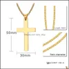 Pendant Necklaces Stainless Steel Simple Cross Necklace For Women Fashion Sier Gold Plating Christian Pray Jesus Chain Jewelry Gift Dhcjh