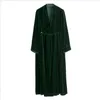 Casual Dresses England Style Women Autumn Velvet Long Dress Solid Loose V-ring Maxi Elegant Ladies Party Plus Size M-7XL