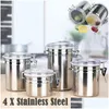 Storage Bottles Jars Stainless Steel Airtight Sealed Canister Coffee Flour Sugar Container Jars1 Drop Delivery Home Garden Houseke Dhdbl