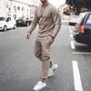 Tracksuits voor heren heren Leisure broek set lange mouw t-shirt vaste kleur sportkleding merk kleding 2 stuks setsmen's