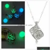 Pendentif Colliers Mode Femmes Lumineux Évider Médaillon Glow In The Dark Collier Boîte Carrée Cadeaux De Fiançailles Top Qualité Drop De Dhy8Q