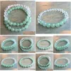 Beaded Strand Strands 8Mm Set Of 2 Green Stone Clear Crystal Quartz Bracelet Yoga Mala Beads Elastic Stretchy Braceletbeaded Drop De Dh1Up