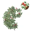 Decorative Flowers & Wreaths 1pc Imitation Rattan Artificial Pine Cone Red Berries Leaves Hanging Window Pendant Christmas Winter Decor (Dar