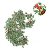 Decoratieve bloemen Kransen 1 st Imitatie Rattan Kunstmatige dennenappel rode bessen bladeren hangende raam hanger kerst winter decor (dar