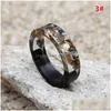 Bandringen handgemaakte houten hars goudfolie bloemen planten binnen voor vrouwen mannen mode diy sieraden cadeau drop levering ring dhjbu