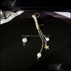 Dangle Chandelier Korean Fashion Jewelry Zircon Simation Pearl Asymmetric Star Tassel Long Earrings For Women Wholesale Drop Delive Otxcp