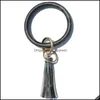 Nyckelringar Ringarmband Armband Nyckelring Bangle Keyrings Large Circle Leather Tassel Armband Holder For Women Car Keychains Q17FZ DHZ2U