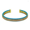 Bangle Anil Arjandas Bracciale da uomo Micro Pave White CZ Per donna Apertura in pelle blu Bangle Gioielli regalo ZZB-58BangleBangle Lars22 Fawn22