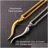 Pendant Necklaces U7 Italian Horn Necklace Amet Gold Color Stainless Steel Pendants Chain For Men/Women Gift Fashion Jewelry P1029 D Dh75F