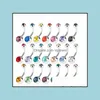 Navel Bell -knop Rings roestvrijstalen buik kristal strass body piercing bars Jowery voor dames bikini mode sieraden drop ot7su