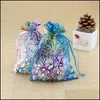 Bolsas de joalheria bolsas de 100pcs/lote 7x9cm transparente bronzing orgnza dstring saco de casamento favores festas embalagem bolsa decoração favo otfqj