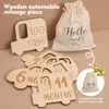 Keepten houten baby mijlpaalkaart voor geboren baby pography gegraveerde leeftijd mijlpaal houten kaart maand sticker geboren geschenken 230114