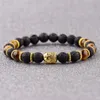 Strand Beaded Strands Ethnic Natural Lava&Tiger Eye Stone Men Bracelet Meditation Gold Buddha Copper Beads Bangles Yoga Jewelry DropBeaded