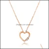 Pendant Necklaces Fashion Rhinestone Heart Necklace Rose Gold Layered Love For Women Girls Jewelry As Valentines Day Giftz Drop Deli Dhrsp