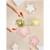 Mats Pads 3 Pcs/Set Japanese Sakura Pvc Drinks Coaster Nonslip Pot Pad Heat Insation Coffee Cup Mat Home Placemat 1Xbjk2106 Drop D Dh8Id