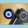 Schlüsselanhänger Lanyards Mode Glück Türkisch Griechisch Blaues Auge Schlüsselbund Charm Anhänger Geschenk Fit Schmuck DIY Auto Schlüsselanhänger Ringhalter Acc Dh0Gf