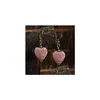 Dangle Chandelier 8 Colors Lava Rock Heart Shape Earrings Essential Oil Diffuser Natural Stone Drop Ear Rings For Women Fashion Ar Dh4Ul