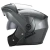 Motorcykelhjälmar 2023 Vänd upp motorcykelhjälm Modular dubbla linsvisorer för vuxna Man Full Face Safe Moto Motocross