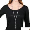 Pendant Necklaces 12 Colors Religion Rosary Necklace For Women Christian Virgin Mary Jesus Cross Long Beads Chains Fashion Jewelry G Dho9Q