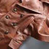 Men's Leather & Faux Men Stylish Coat 2023 Genuine Jacket With Double Breasted Brown Color Slim Fit JacketMen's