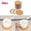 Tischmatten Pads 60pcs Handy runde Form natürliche Kork Untersetzer Weingetränk Kaffee -Teebecher für Home Office Küchenpadsmats