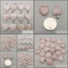 Konst och hantverk Natural Stone 20mm Heart Rose Quartz L Pendant Charms DIY för halsbandörhängen smycken Making Drop Delivery Home Gar Dhtfk