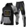 Erkek Trailtsits Marka Men Erkek Trailsuit Özel Polar Diy Your Logo Hoodie Pants 2pieces Set Sonbahar Kış Sokak Giyim Moda Sıradan Erkek Spor