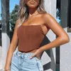 Damen Tanks Camis Sexy Sommer Rückenfrei Bustier Crop Tops Damen Schnürung Open Back Weste Club Streetwear Solides ärmelloses trägerloses Korsett