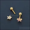 Stud Fashion Cz Fleur Boucle D'oreille Pour Les Femmes Petites Boucles D'oreilles En Cristal Colorf 5Asuper Flash Strass Élégant Demoiselle D'honneur De Mariage Jewerlyy Dhagd