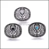 Artes e artesanato Estilos vintage Crystal Angel Wing 18mm Snap Button Flass para Botões Snaps Buttons Bracelet Colar Jewelry Drop Del Dhnn5