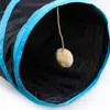 Cat Toys 4-Way Collapsible Tunnel Tube Polyester Funny Ring Bell Foldable Kitten Pet Interactive Animal