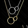 Pendant Necklaces Stainless Steel Two Circle Necklace For Women Double Rings Interlocking Circles Infinity Linked Friendship Drop De Dhw1M