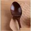 Spoons Natural Solid Wood Spoon Binding Thread Coffee Honey Environment Protection Tableware Children Soup Ladle Factory Direct 3Yg Dhzc0