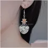 Dangle Chandelier Boucles d'oreilles Soft Bloom Variant Gypsophila Fleurs séchées Coeur Bouteille en verre Charme Cadeau pour elle Drop Delivery Jewelry Dhjad