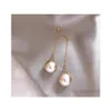 Dangle Chandelier Fashion Jewelry S925 Sier Post Long Tassel Pearl Earrings Beads Pendant Stud Drop Dress Delivery Dhbxr