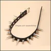 Chokers Punk Rock Gothic Choker Women Men Pu Leather Sier Color Spike Rivet Stud Collar Necklace Statement Party Jewelry Drop Delive Ott6Q